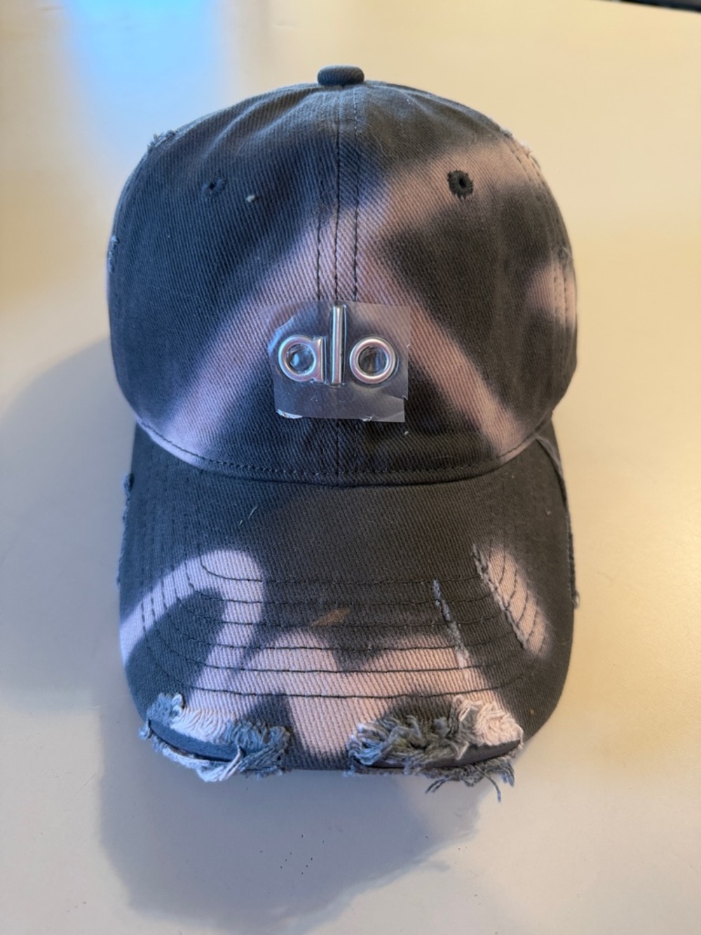 ALO Black & Light Pink Tie-Dye Distressed Cap